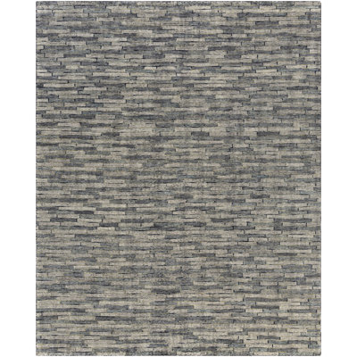 Tapis taupe / gris abstrait noué à la main