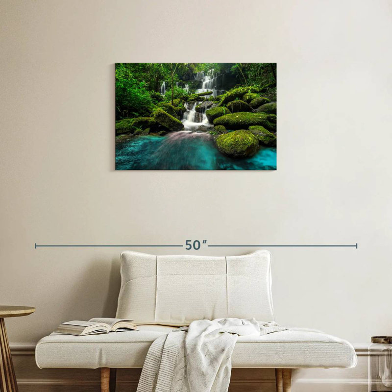 Scène de forêt en cascade, H 20 po x l 30 po