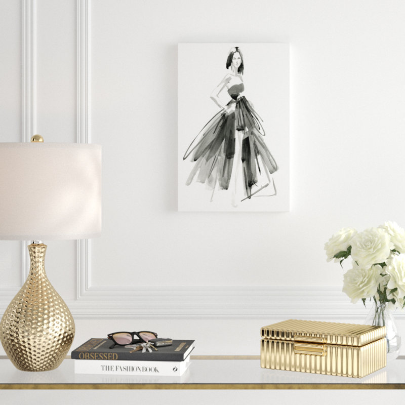 «Gestural Evening Gown I», peinture sur toile, H 18 po x l 12 po