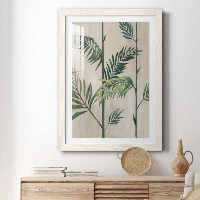 Modern Fronds II - peinture encadrée, Blanc, H 37,5 po x l 27,5 po x P 1,5 po