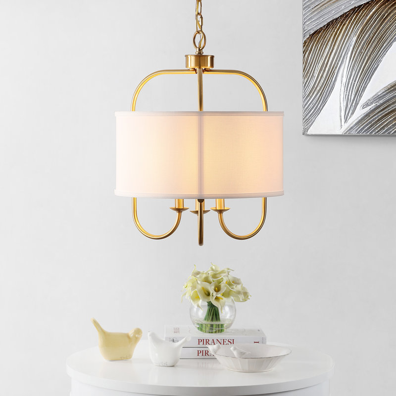 Luminaire suspendu tambour simple à 3 lumières Firsdon, Doré