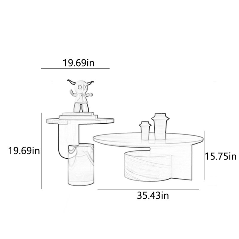 Table à thé ronde en bois massif