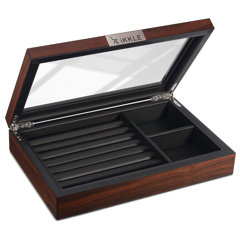 Ikkle Wood Jewelry Box for Male, Luxury Glass Top Men's Jewelry