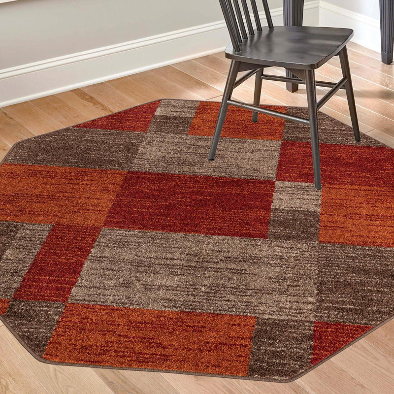 Tapis brun foncé Alair, Octogone 5 pi x 5 pi