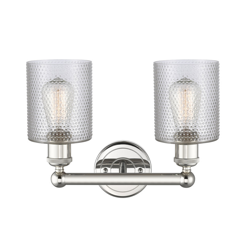 2 - Light Dimmable Vanity Light, Clear, Polished Nickel