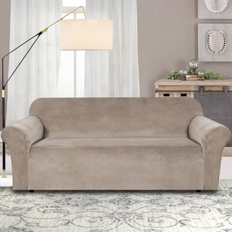 Housse de protection luxueuse en velours moelleux et extensible, H 55 po x l 116 po x P 37 po, Taupe