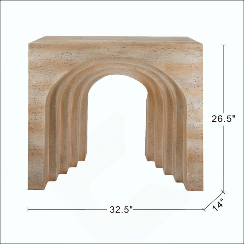 Console arquée moderne avec faux travertin beige