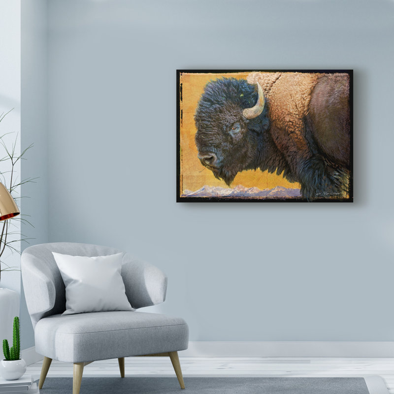 «Bison Portrait III» par Chris Vest - impression sur toile, H 14 po x l 19 po x P 2 po