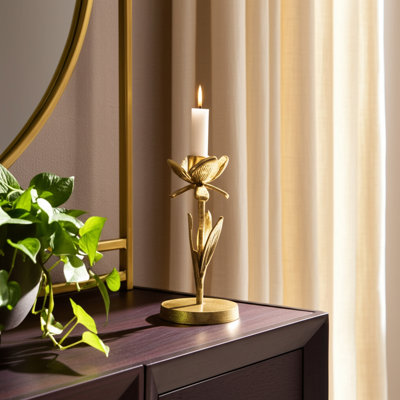 Conception florale en métal et en aluminium pour pilier et porte-cône pour le bureau de la chambre à coucher - or 9 po