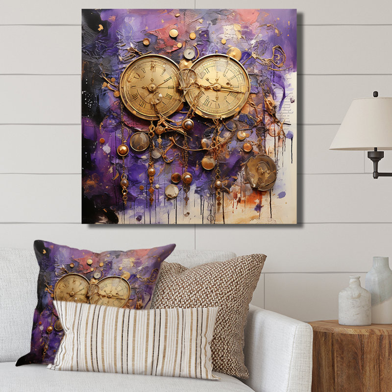 Mauve et jaune, collage intemporel IV - Classics, art mural, Toile tendue, H 30 po x l 30 po