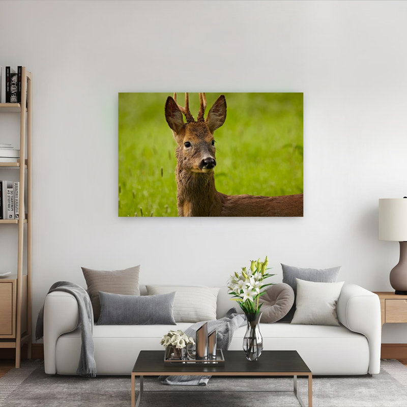 Wild Roe Deer Abstract Contemporary Landscape Nature Wall Art Print by Stuart Williams - Print, 101.6cm H x 152.4cm W
