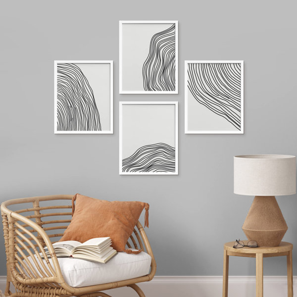 SIGNLEADER " Black & White Geometric Minimalist Abstract Lines Wall Art ...