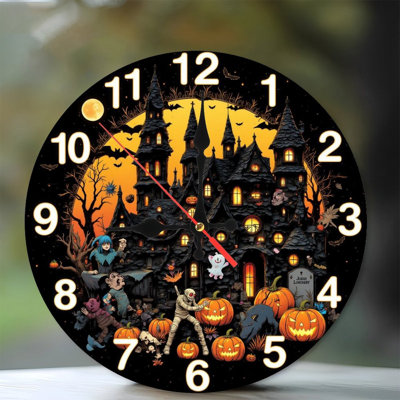 Horloge d'Halloween citrouilles de château hanté