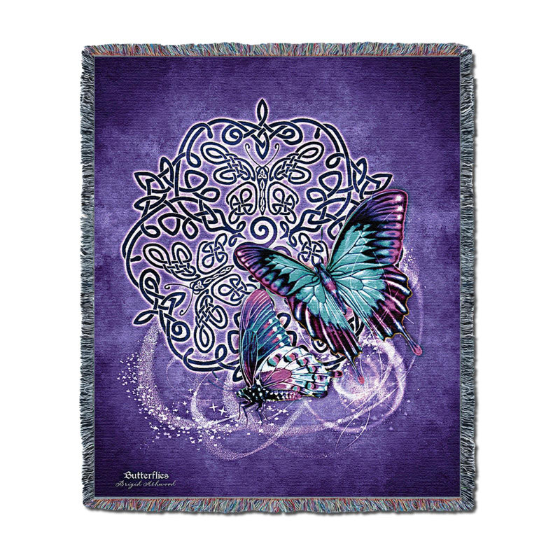 Couverture papillon Pure Country Weavers Celtic par Brigid Ashwood - jeté de tapisserie en coton