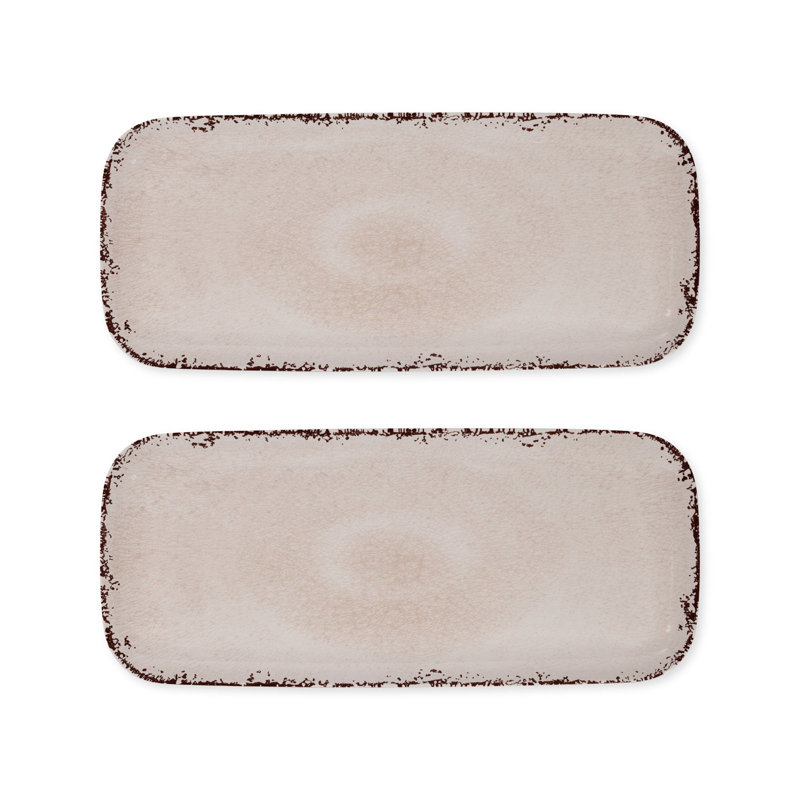 2-Piece Crackle 15" Tray, Brown;Beige