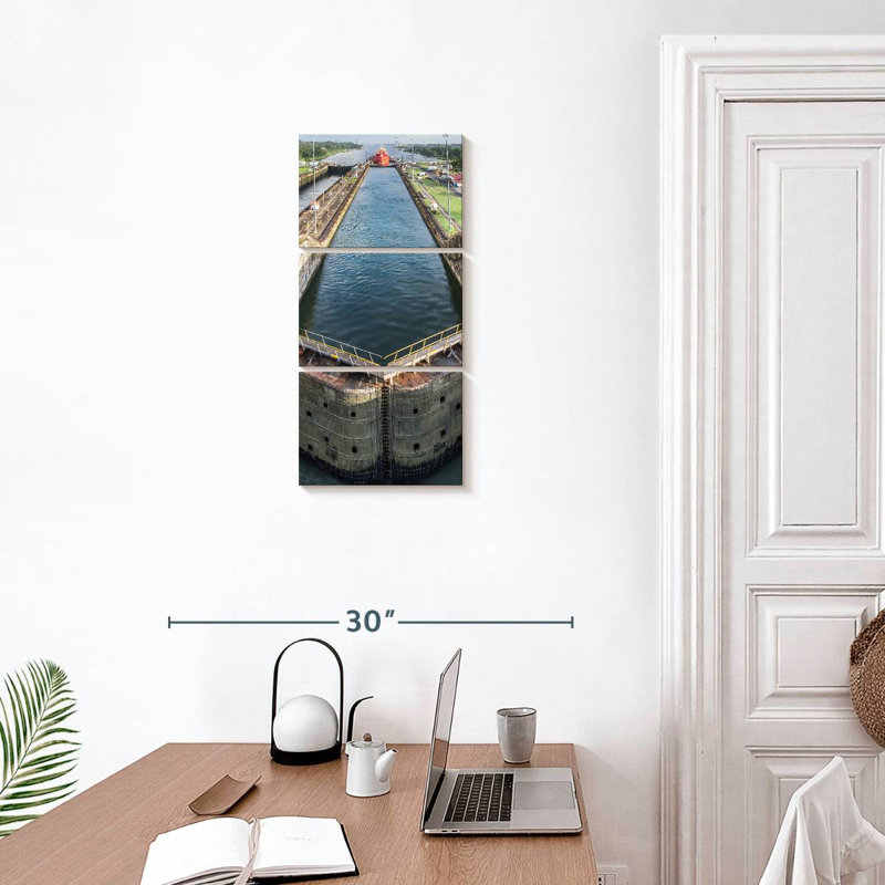 Paysage du canal de Panama, H 27 po x l 12 po