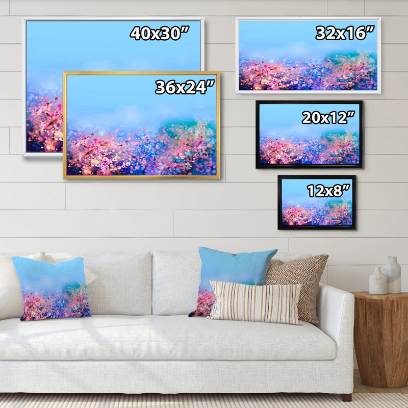 Fleurs de cerisier - reproduction sur toile avec cadre flottant, H 12 po x l 20 po x P 1 po, Cadre flottant noir