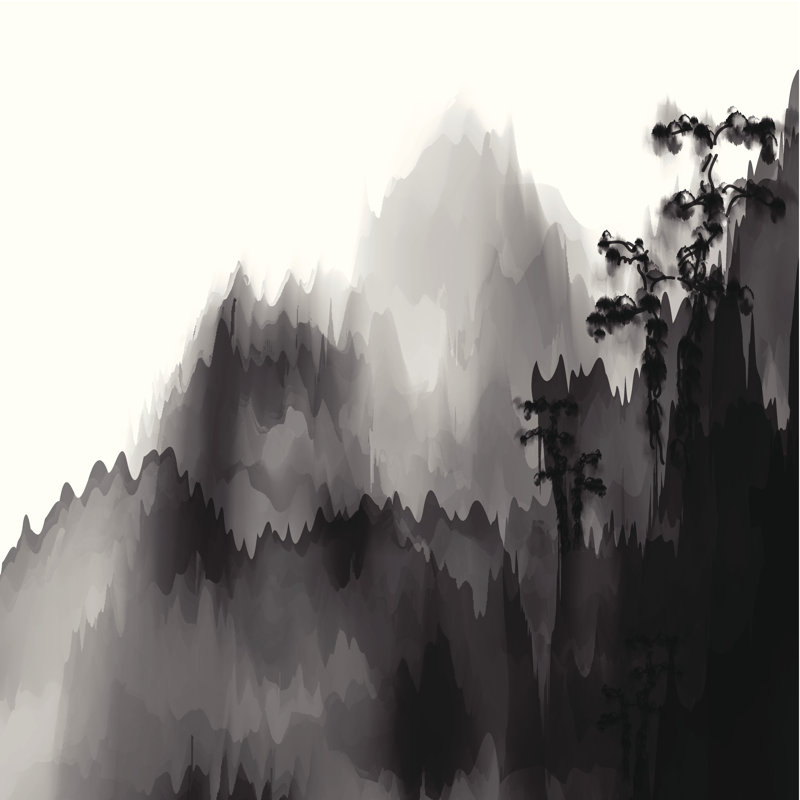 Abstrait noir et blanc par Shuoshu, H 30 po x l 30 po
