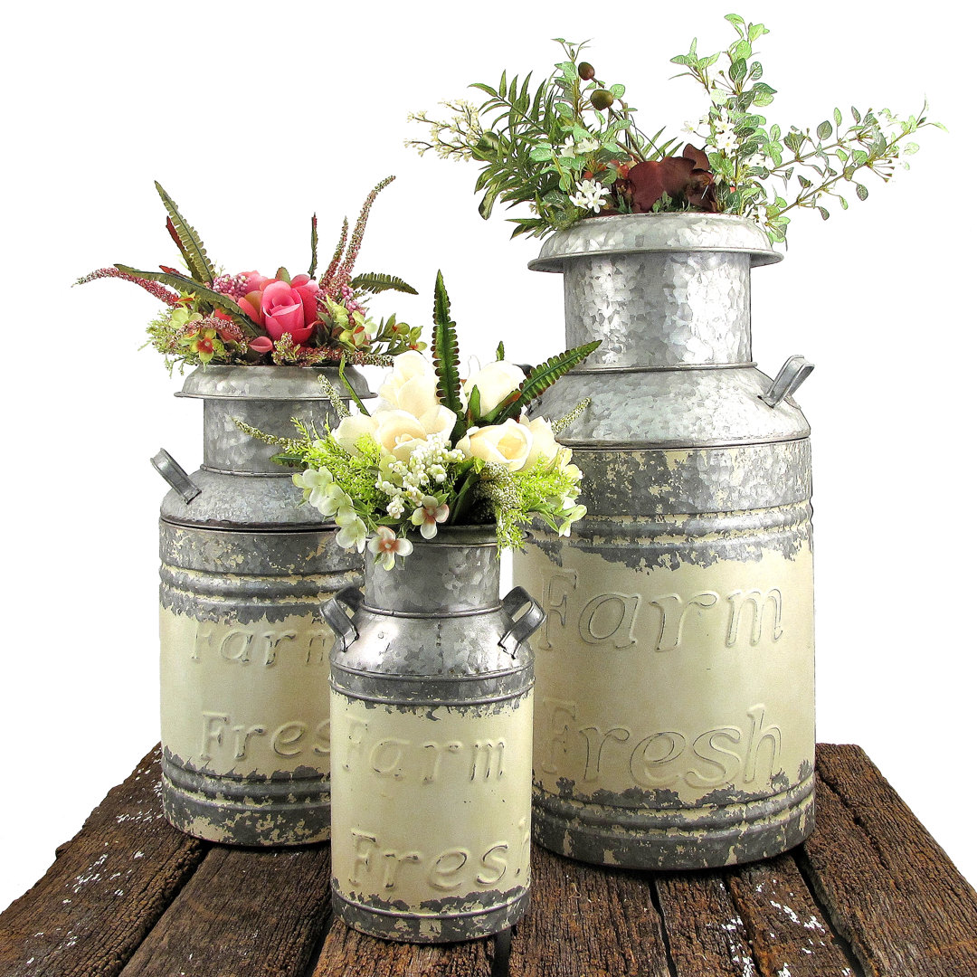 Ellensburg 3-Piece Galvanized Steel Pot Planter Set Gracie Oaks 