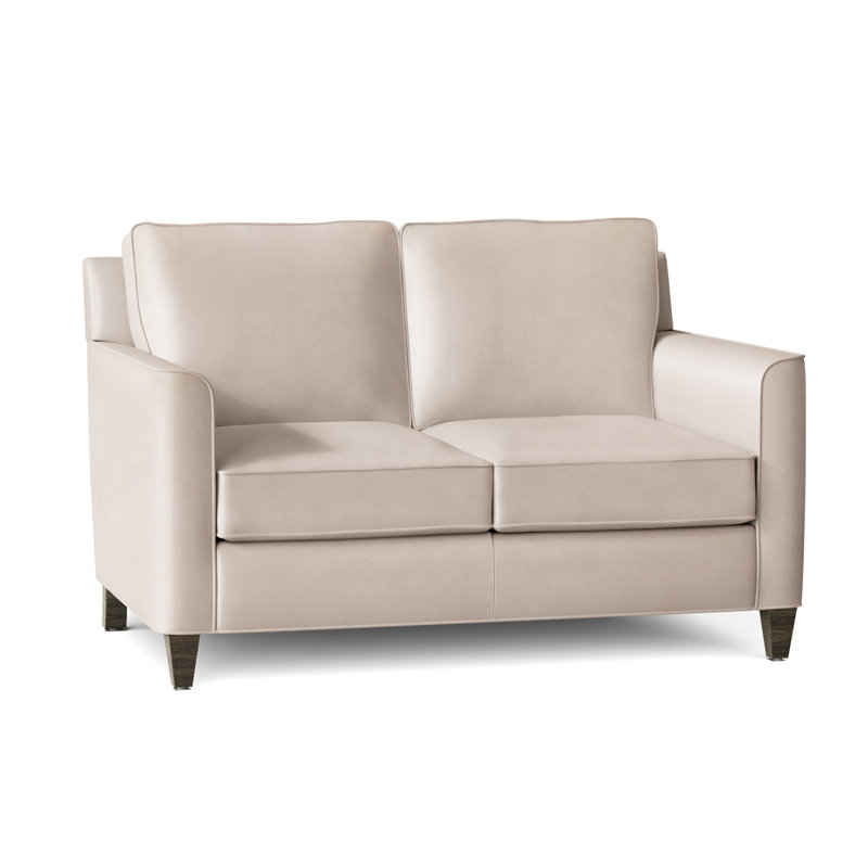 Yorba Leather Loveseat, Cobblestone, Empyrean Tweed Genuine Leather