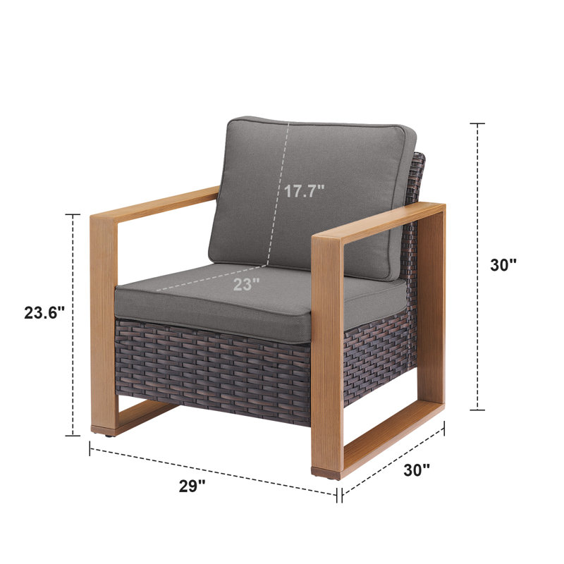 Chaise de patio avec coussins Kelyse, Gris / brun