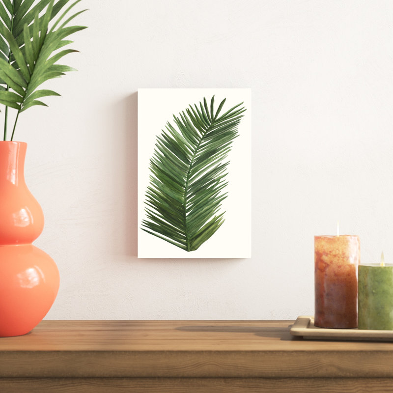 «Tropical Breeze Leaves V», peinture sur toile, H 12 po x l 8 po