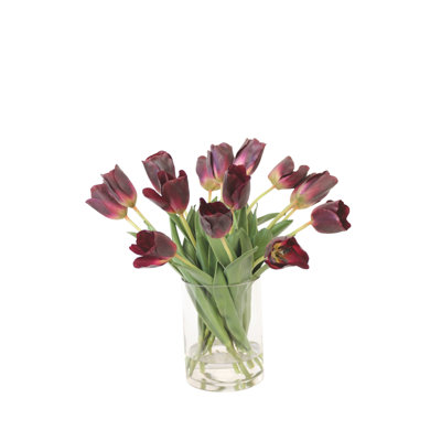 Amethyst Tulips in Glass Vase