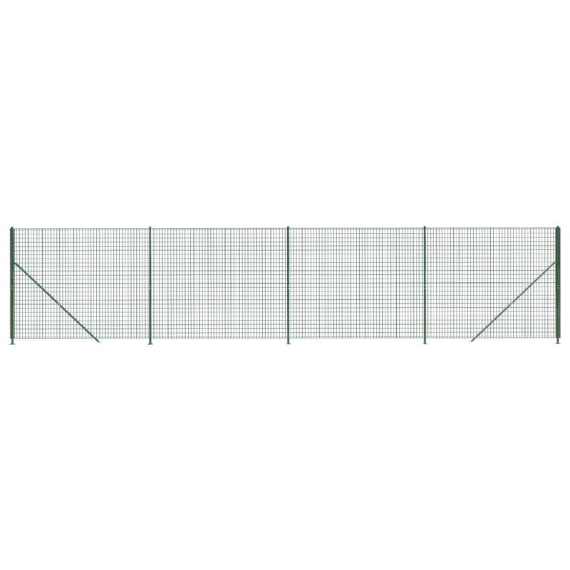 Ashor Metal Wire/Mesh Fence, Green, 140cm H x 1000cm W x 5cm D, 7