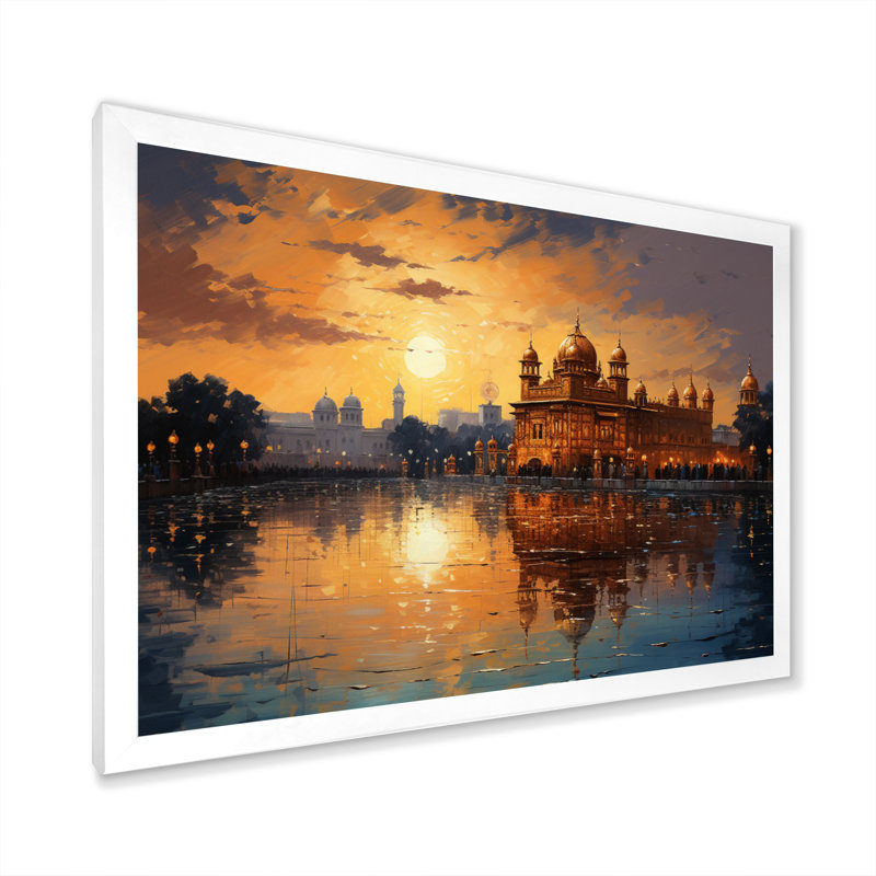 «Hinduisim Golden Temple II - Hindouisme», art mural, Cadre simple blanc, H 34 po x l 44 po x P 1,5 po