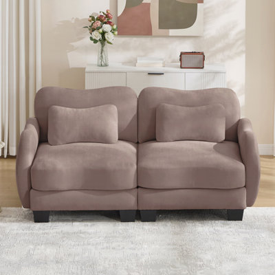 Canapé deux places en chenille avec coussin lombaire délicat, design incurvé tendance, base et accoudoirs ergonomiques, coussin moelleux et confortable, montage facile pour la chambre