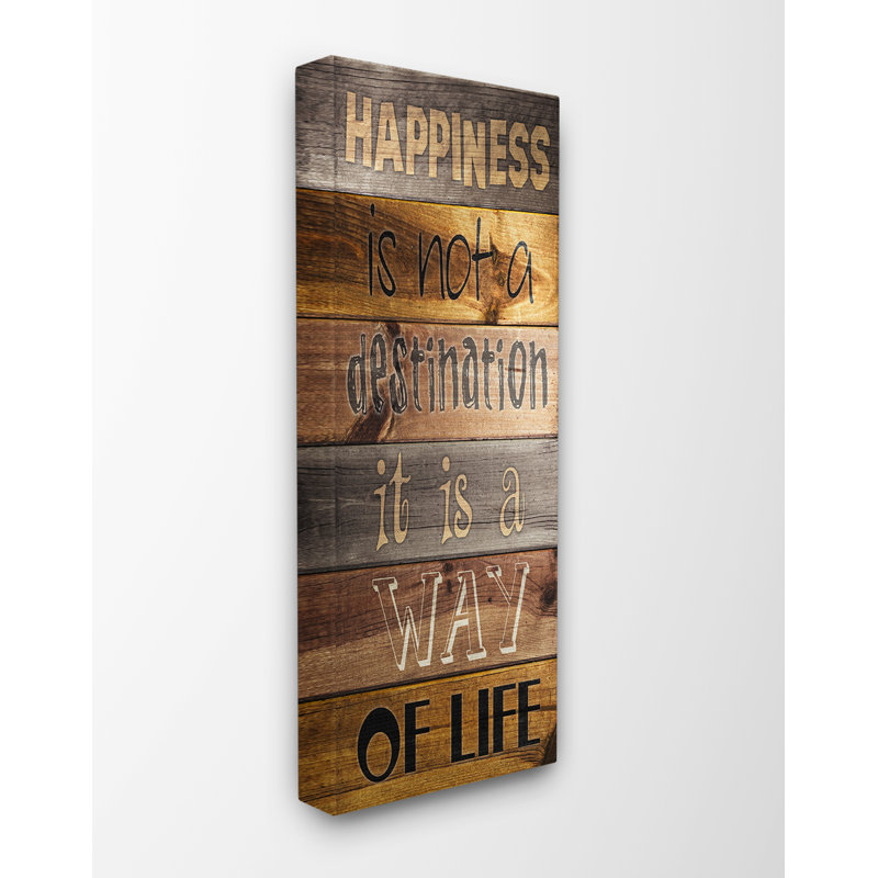 «Happiness Destination» - impression typographique, H 10 po x l 24 po, Toile tendue