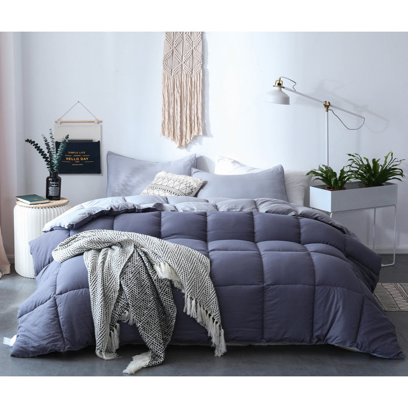 King Size Quartz Silver and Pebble Grey Reversible Microfiber Duvet