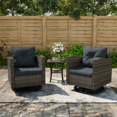 Chaises berçantes d'extérieur 2 pièces avec coussins et table double couche
