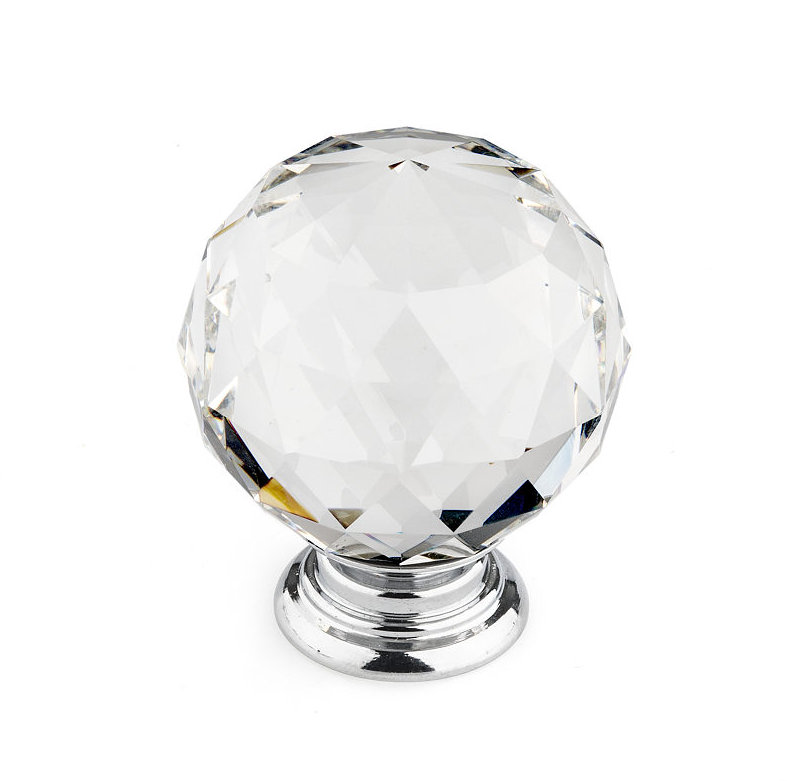 Poignée ronde de 2 po de diamètre, Clair / Chrome