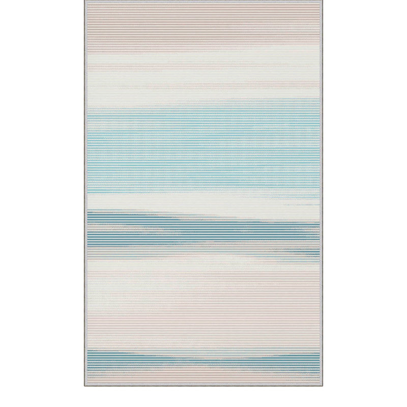 Machine Washable Cotton Carpet, 4.6 x 7.2 Feet | Antibacterial, Non-Slip PVC Underside, 0.3 in Pile Height | Cream & Blue, 1200 g/m² | Durable Dot Base, Perfect for Living Room & Bedroom Decor