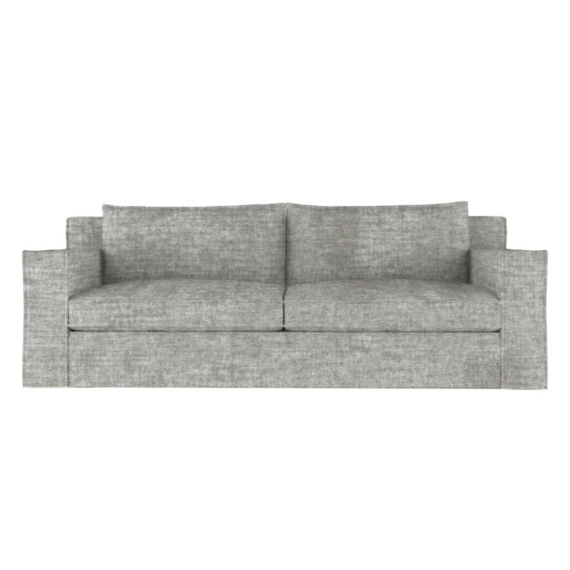 Canapé Mulberry, H 33 po x l 84 po x p 45 po, Velours écrasé rayé argent, Patiné