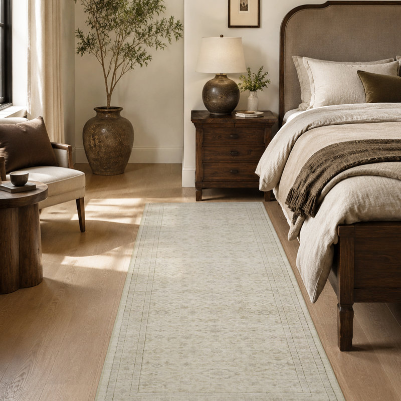 Tapis de couloir antidérapant doux et lavable beige, Beige, Tapis de couloir 2 pi x 6 pi