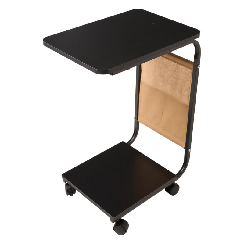 Tray Top Wheel End Table, Black