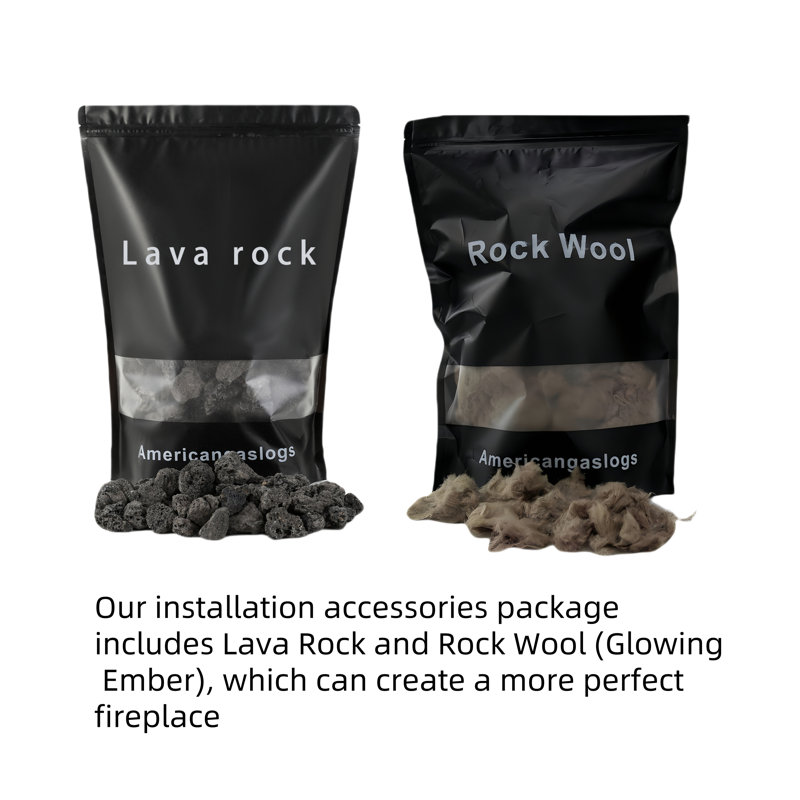 Americangaslogs 18-24 Inch Ventless Fireplace Logs Set with Remote Control, Only Used for Natural Gas,Heats up to (Natural Gas Fireplace Oak, 18Inch)