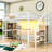 Kuhns Kids Full Loft Bed with Desk, LED Light and Wardrobe