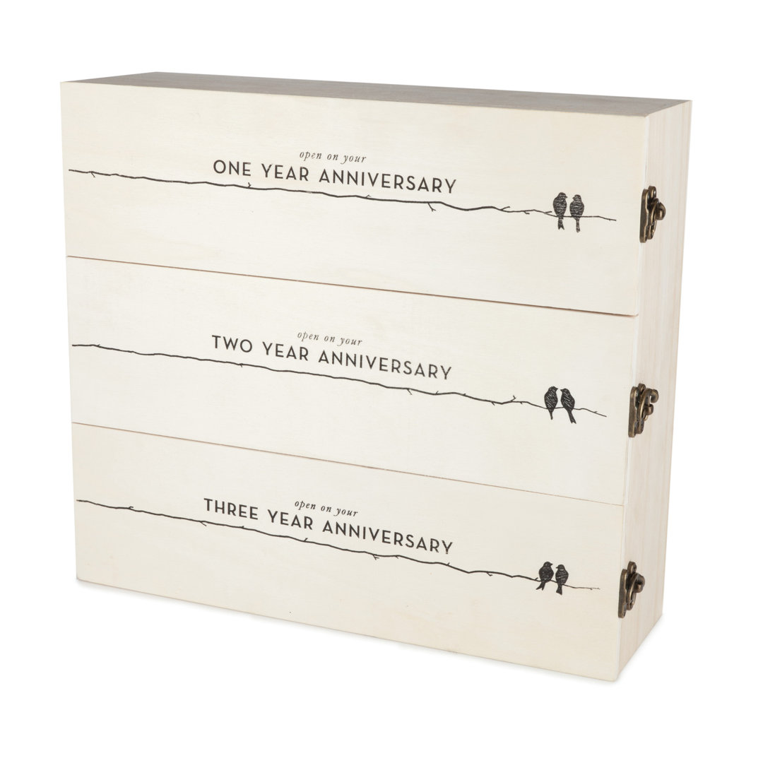 Newlyweds Anniversary Wooden Wine Box Twine