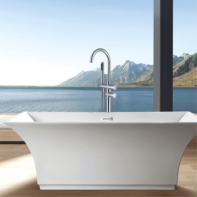 Elegant Freestanding Bathtub Faucet And Hand Shower - Metal, Plating, 44.73 In. Depth, Bathroom Accessory Tub With Metal Build, , 3.9 Gpm Max Flow Rate, Enhancement Choice