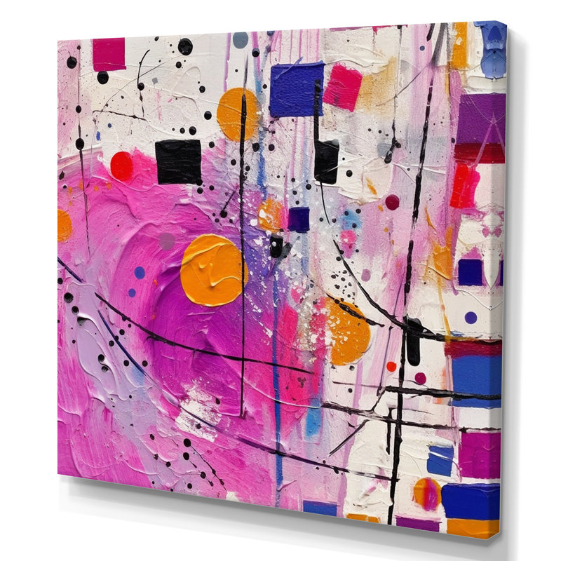 «Pink Cubism Unleashed» sur toile, H 30 po x l 30 po x P 1 po, Toile tendue