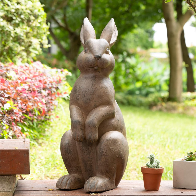 Statue de jardin en forme de lapin, 22,75 po, bronze