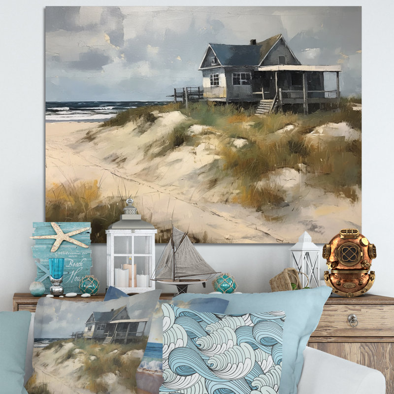 Beach House Tranquility I - Modern Beach, art mural, H 24 po x l 32 po x P 1 po, Toile tendue