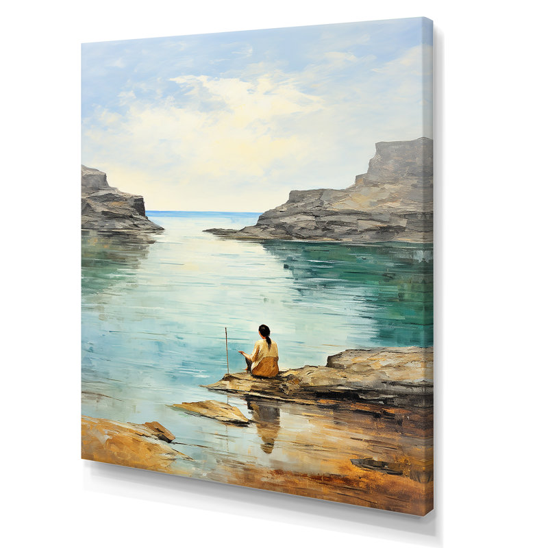 Meditation Serenity By The Sea 2 - Art mural méditation, Toile tendue, H 32 po x l 24 po x P 1 po