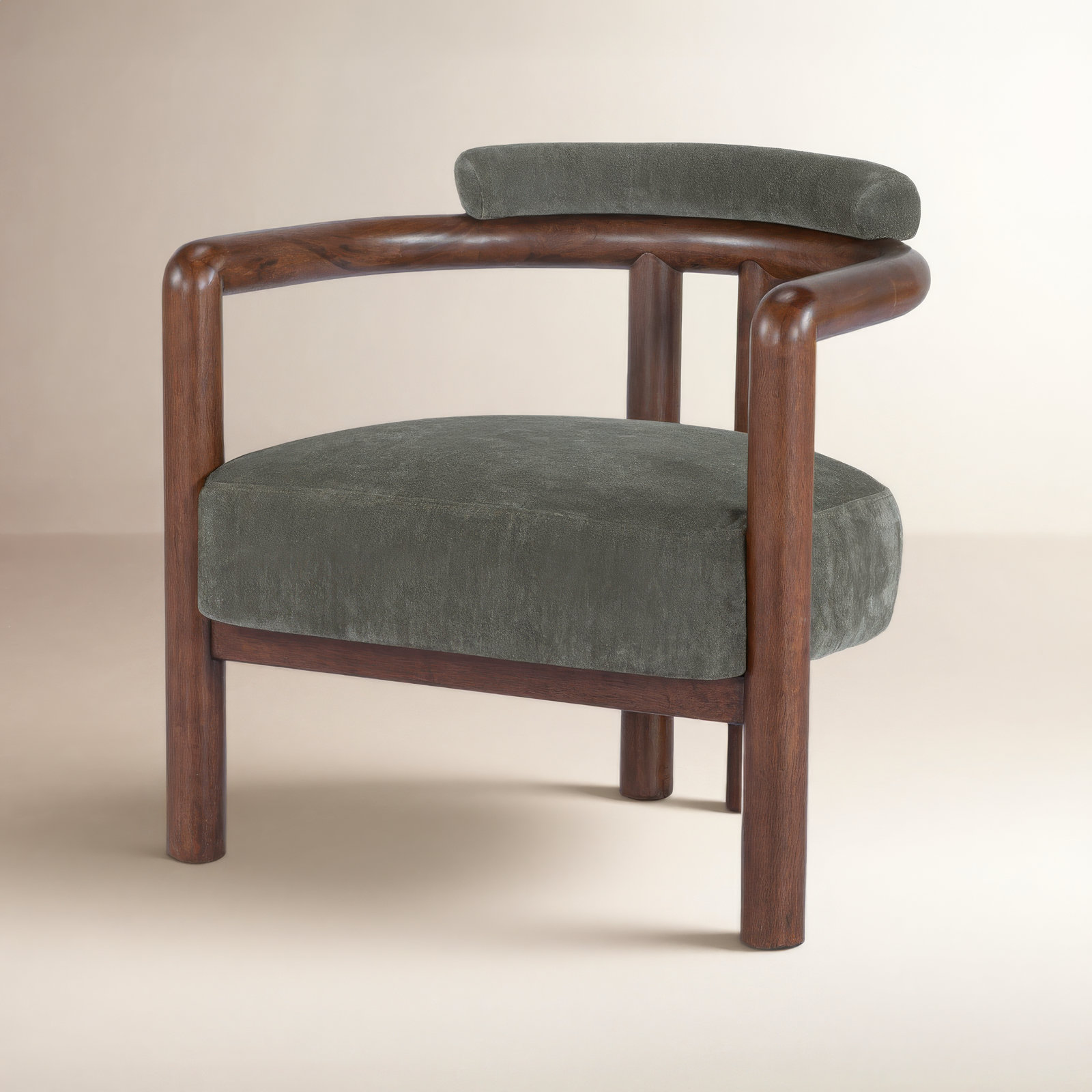 Tilde Upholstered Barrel Chair, Forest Performance Chenille