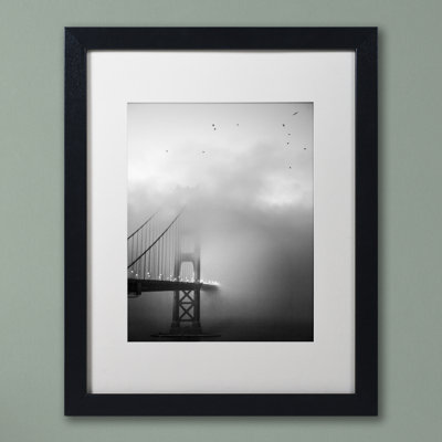 "Golden Gate and Birds" Framed Photographic Print on Canvas in Black/White
