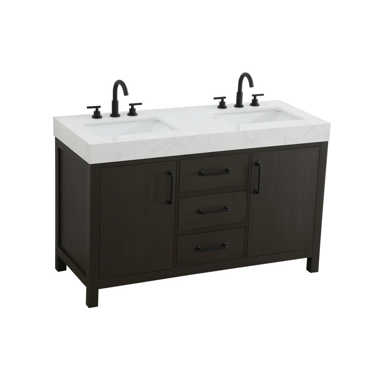Meuble-lavabo double 54 po_Traditional_VF60654, Brun moka