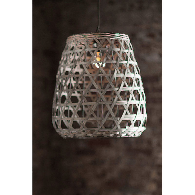 Luminaire suspendu ovale en rotin naturel (Uno), H 23 po x l 18 po